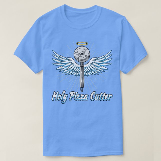 Camiseta Pizza Cutter Com Asas De Anjo, Santa Pizza Cu (Frente do Design)