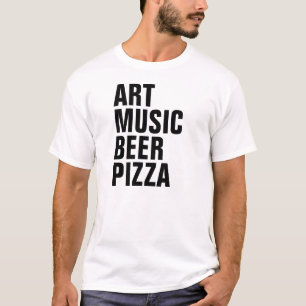 CAMISETA PIZZA DA CERVEJA DA MÚSICA DA ARTE