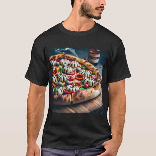 Camiseta Pizza de Abóbora de Halloween (Frente)