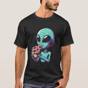 Camiseta Pizza de Alienígena Engraçada Pizza Alienígena Ita