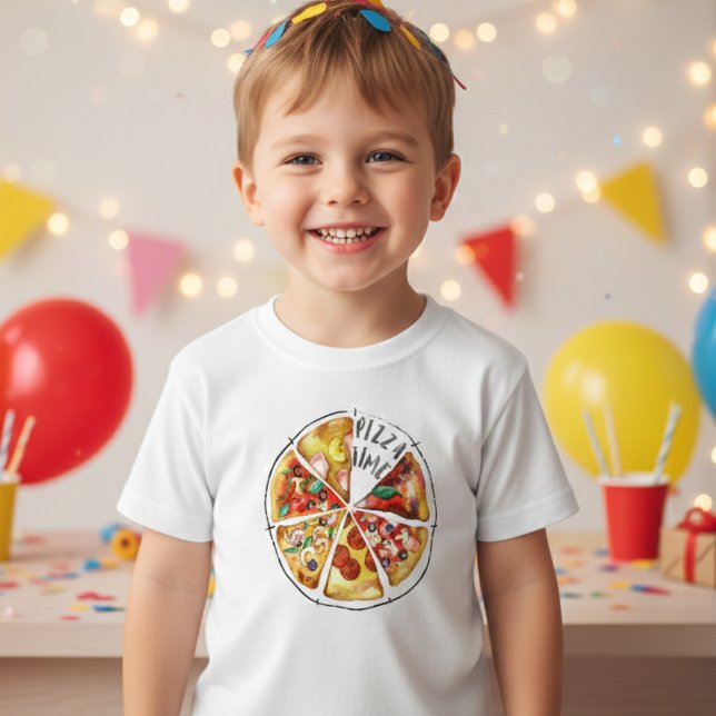 Camiseta Pizza de aquarela personalizada (Criador carregado)
