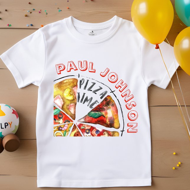 Camiseta Pizza de aquarela personalizada (Criador carregado)