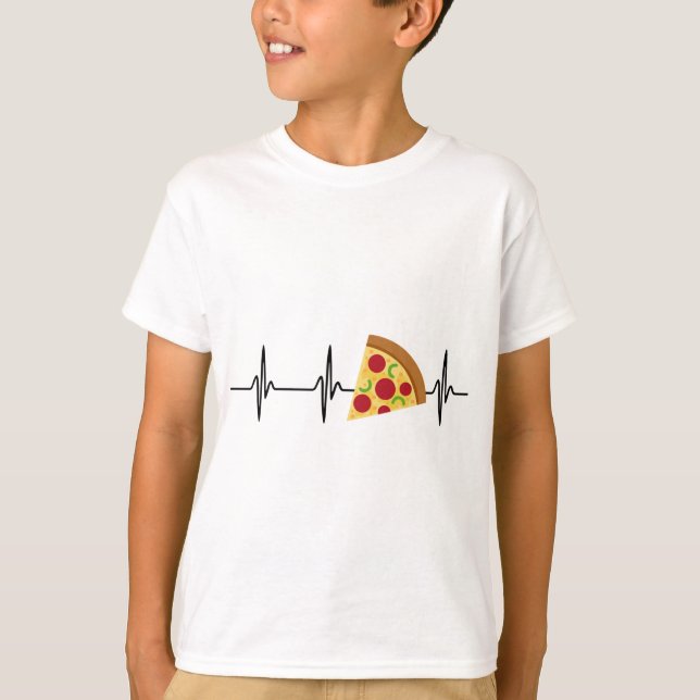 Camiseta Pizza de batimento cardíaco rápido comida (Frente)