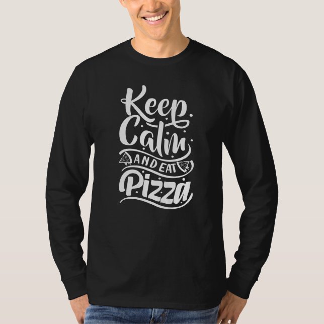 Camiseta Pizza De Chef Italiano Pizzeria Manter Calma E Ea (Frente)