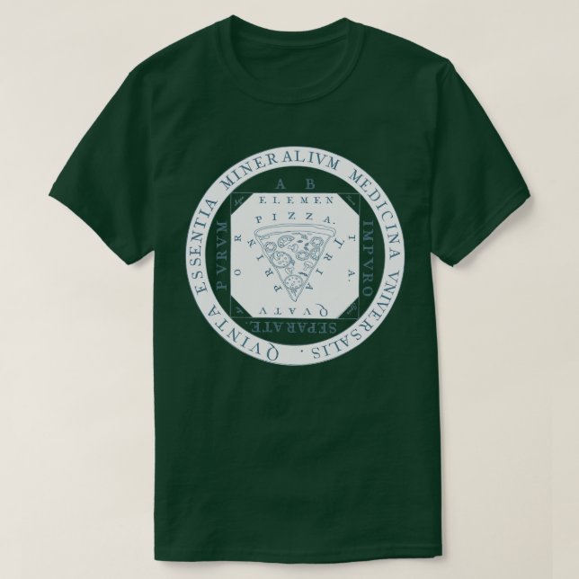 Camiseta pizza de ciência alquimica de elemento (Frente do Design)