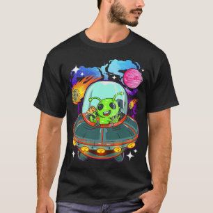 Camiseta Pizza de Comida de alienígena no Espaço de Sobreca