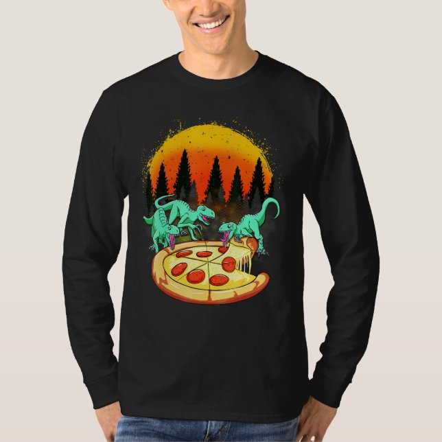 Camiseta Pizza de Comida de Dinossauro raptor (Frente)