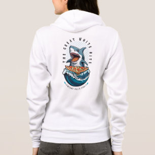 Camiseta Pizza de Comida de Tubarão Excelente Bite Branca