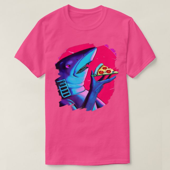 Camiseta Pizza de Comida de Tubarão Legal Engraçado (Frente do Design)