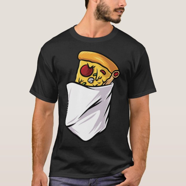 Camiseta Pizza de Comida Rápida de Comida Lixo num Saco (Frente)