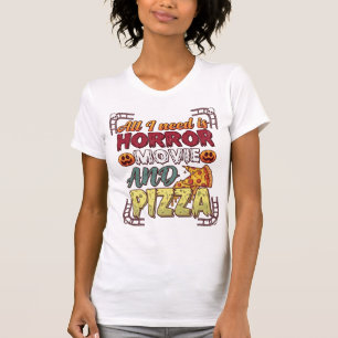 Camiseta Pizza de Filme de Terror Halloween Abóbora Caveira