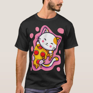 Camiseta Pizza de Gato Kawaii Cute Animas japonesas ou Meni