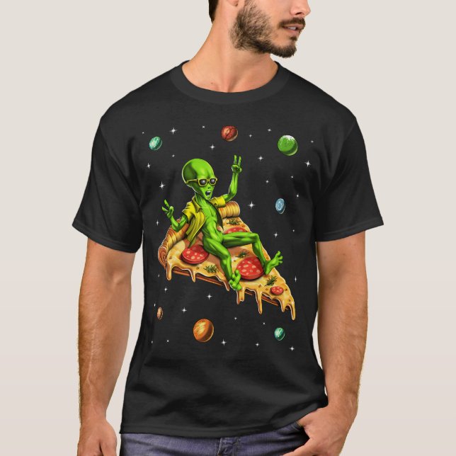 Camiseta Pizza de Montar Alienígena (Frente)