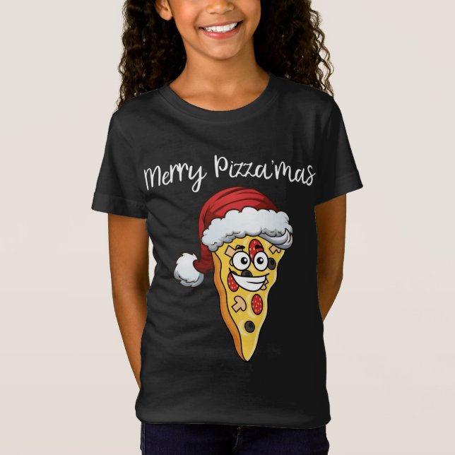 Camiseta Pizza de Natal - Felizes Engraçadas - Pizzamas - X (Frente)