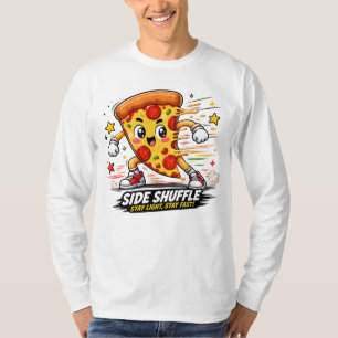 Camiseta Pizza de Pepperoni Kawaii Fazendo Exercício de Shu