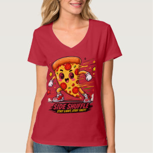 Camiseta Pizza de Pepperoni Kawaii Fazendo Exercício de Shu