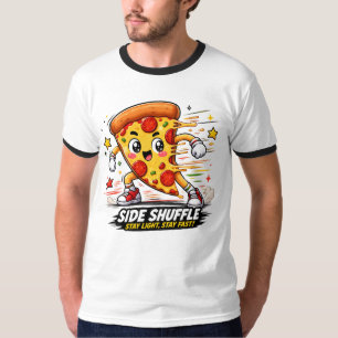 Camiseta Pizza de Pepperoni Kawaii Fazendo Exercício de Shu