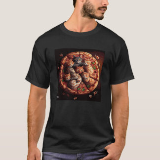 Camiseta Pizza de Pilha de Gatos