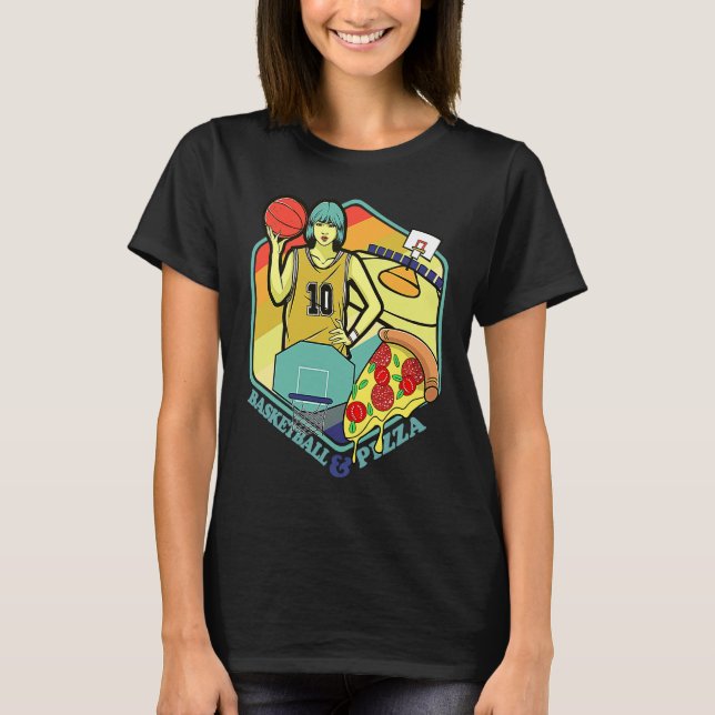 Camiseta Pizza de Quadra de Basquete Italiana Massa Comida  (Frente)