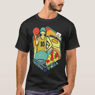 Camiseta Pizza de Quadra de Basquete Italiano Massa Comida