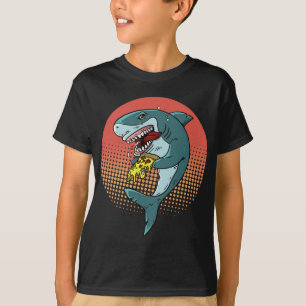 Camiseta Pizza de Tubarão Engraçado Pega Pizza Comendo Tuba