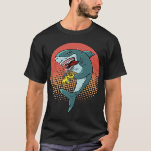 Camiseta Pizza de Tubarão Engraçado Pega Pizza Comendo Tuba