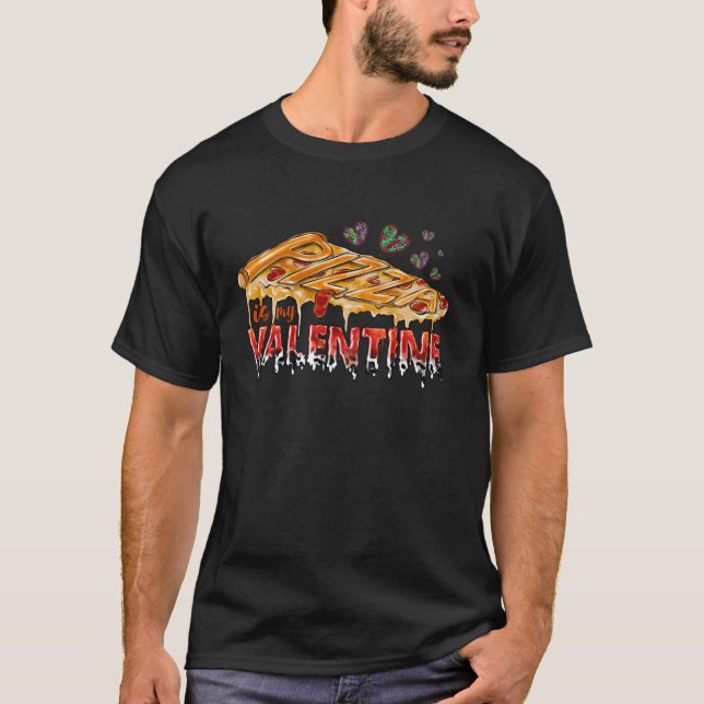 Camiseta Pizza Dia de os namorados Coração Comida Rápida Mo (Frente)