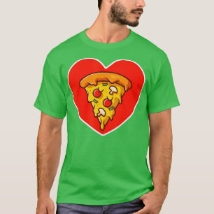 Camiseta Pizza Dia de os namorados Coração Queijo Tomato En