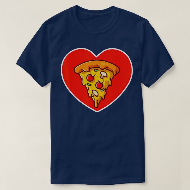 Camiseta Pizza Dia de os namorados Coração Queijo Tomato En (Frente do Design)