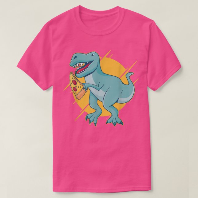 Camiseta Pizza Dinossauro Legal Retro Divertido Arte Estran (Frente do Design)