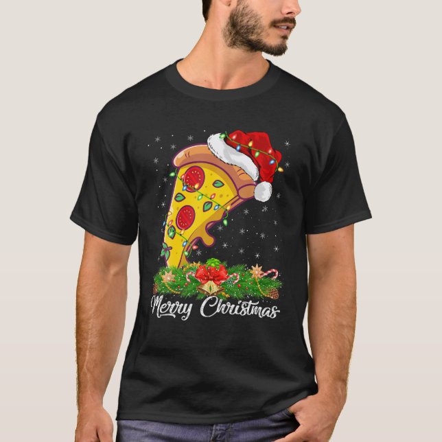 Camiseta Pizza Dish Lover Matando Santa Hat Pizza Christma (Frente)