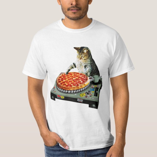 Camiseta Pizza do gato do DJ do espaço (Frente)