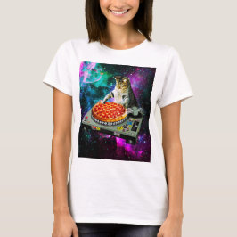Camiseta Pizza do gato do DJ do espaço