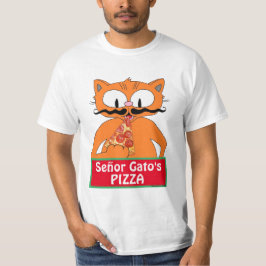 Camiseta Pizza do senhor Gato Cartoon bigode gata engraçada