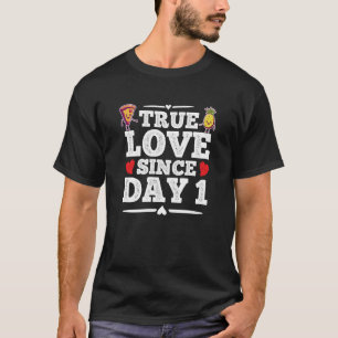 Camiseta Pizza e abacaxi Amor verdadeiro desde o primeiro d