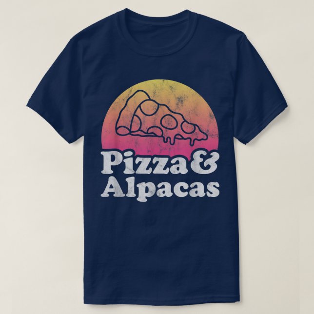Camiseta Pizza E Alpacas Ou Alpaca513 (Frente do Design)