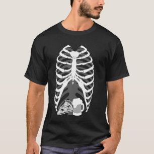 Camiseta Pizza E Cerveja X Ray Belly Skeleton Halloween