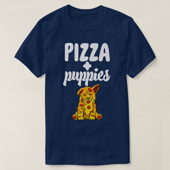 Camiseta Pizza e Cuppias Adoram Mulheres Engraçadas Cachorr (Frente do Design)