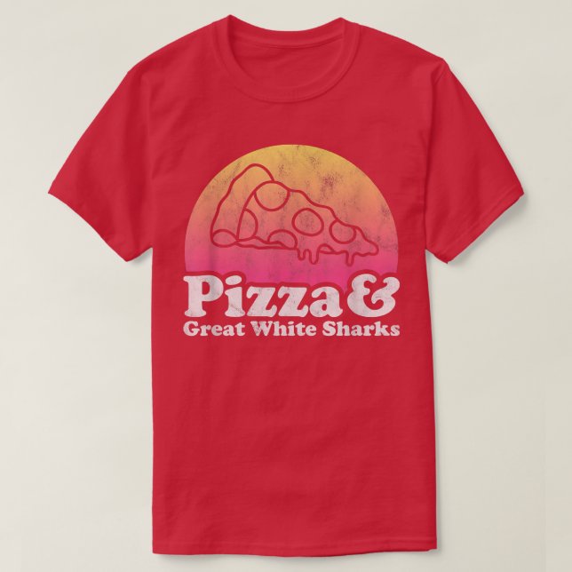 Camiseta Pizza e Excelente de tubarão branco (Frente do Design)