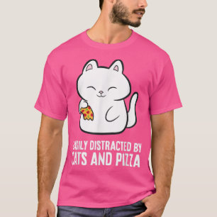 Camiseta Pizza E Gato De Pizza, Bem Distraídos Por Gatos E