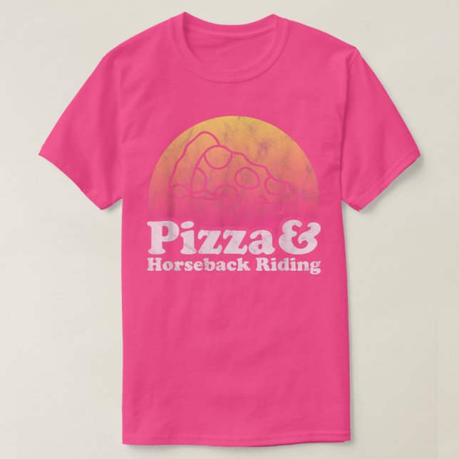 Camiseta Pizza e Horseback-Riding ou Hormones (Frente do Design)