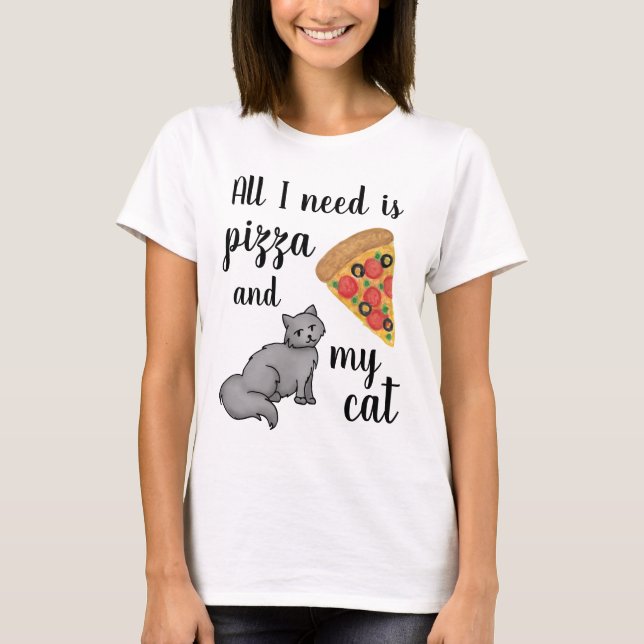 Camiseta Pizza e Meu Gato Engraçado (Frente)