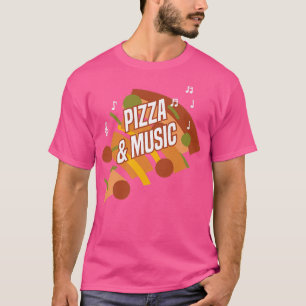 Camiseta Pizza e Notas de Música Clef Piano Musical