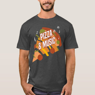 Camiseta Pizza e Notas de Música Clef Piano MusicalT-Shirt