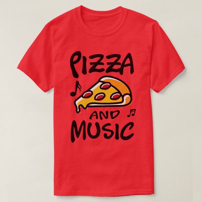 Camiseta Pizza e Piano Musical Notes (Frente do Design)