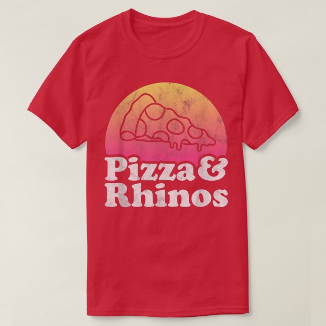 Camiseta Pizza e Rinocerontes ou Rinocerontes Rino (Frente do Design)