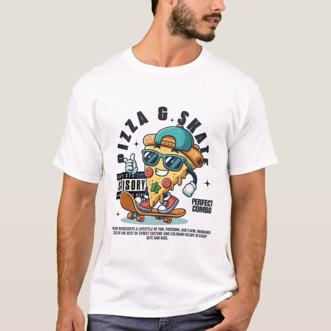 Camiseta Pizza e Skate (Frente)