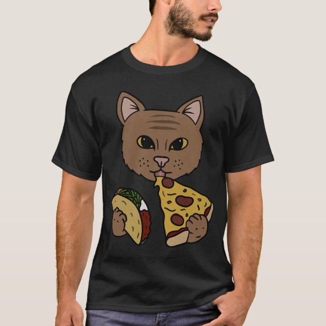 Camiseta Pizza e Tacos para Engorda de Gato (Frente)