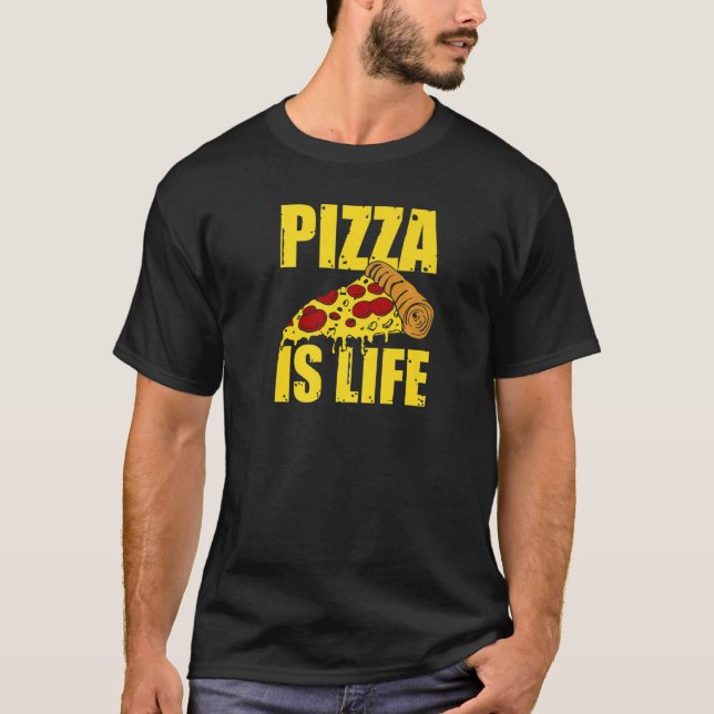 Camiseta Pizza É Vida Pizza De Queijo E Pepperoni (Frente)