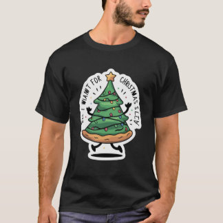 Camiseta Pizza em forma de árvore de Natal